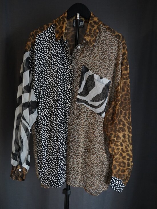 Tina Hagen Tops - Vintage Tina Hagen Animal Print Patchwork Blouse Size 2